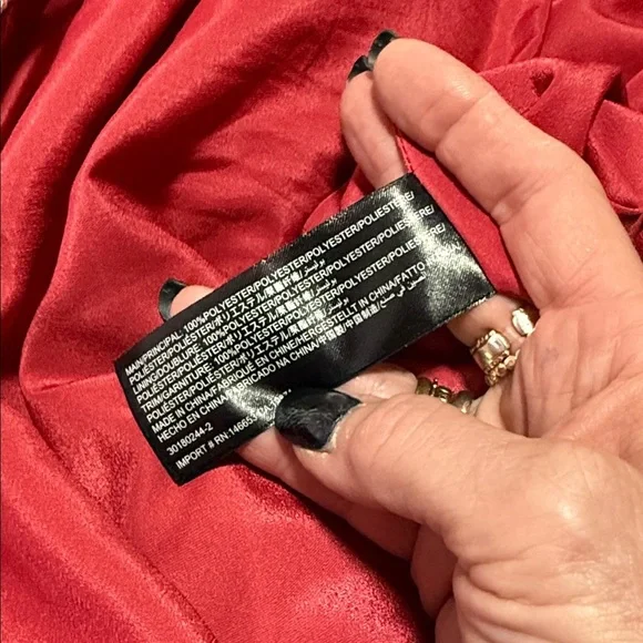 Keepsake The Label Red Floral Asymmetrical Pleat Ruffle Detail Midi Length S - Picture 9 of 9